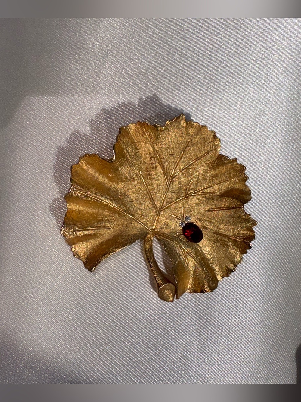 Gold Leaf Decorative Accent with Red Jewel - Elegant Home Accent